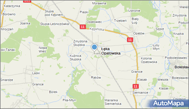 mapa Lipie, Lipie gmina Łęka Opatowska na mapie Targeo